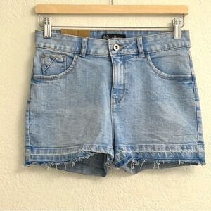Clockhouse Denim Shorts Light Blue Frayed Hem Regular Fit Size 38